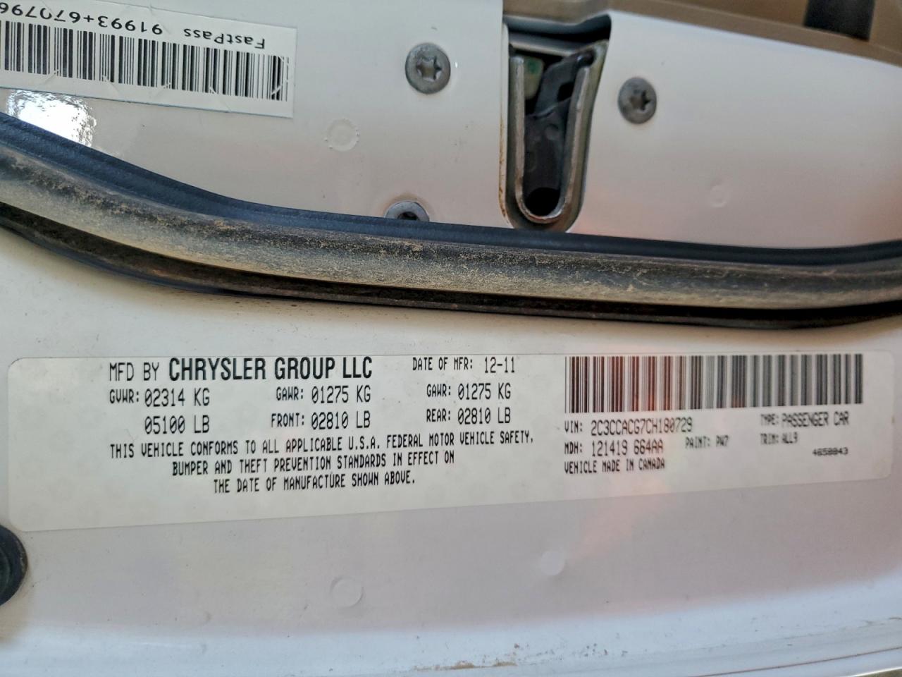 2012 Chrysler 300 Limited VIN: 2C3CCACG7CH180729 Lot: 94340755