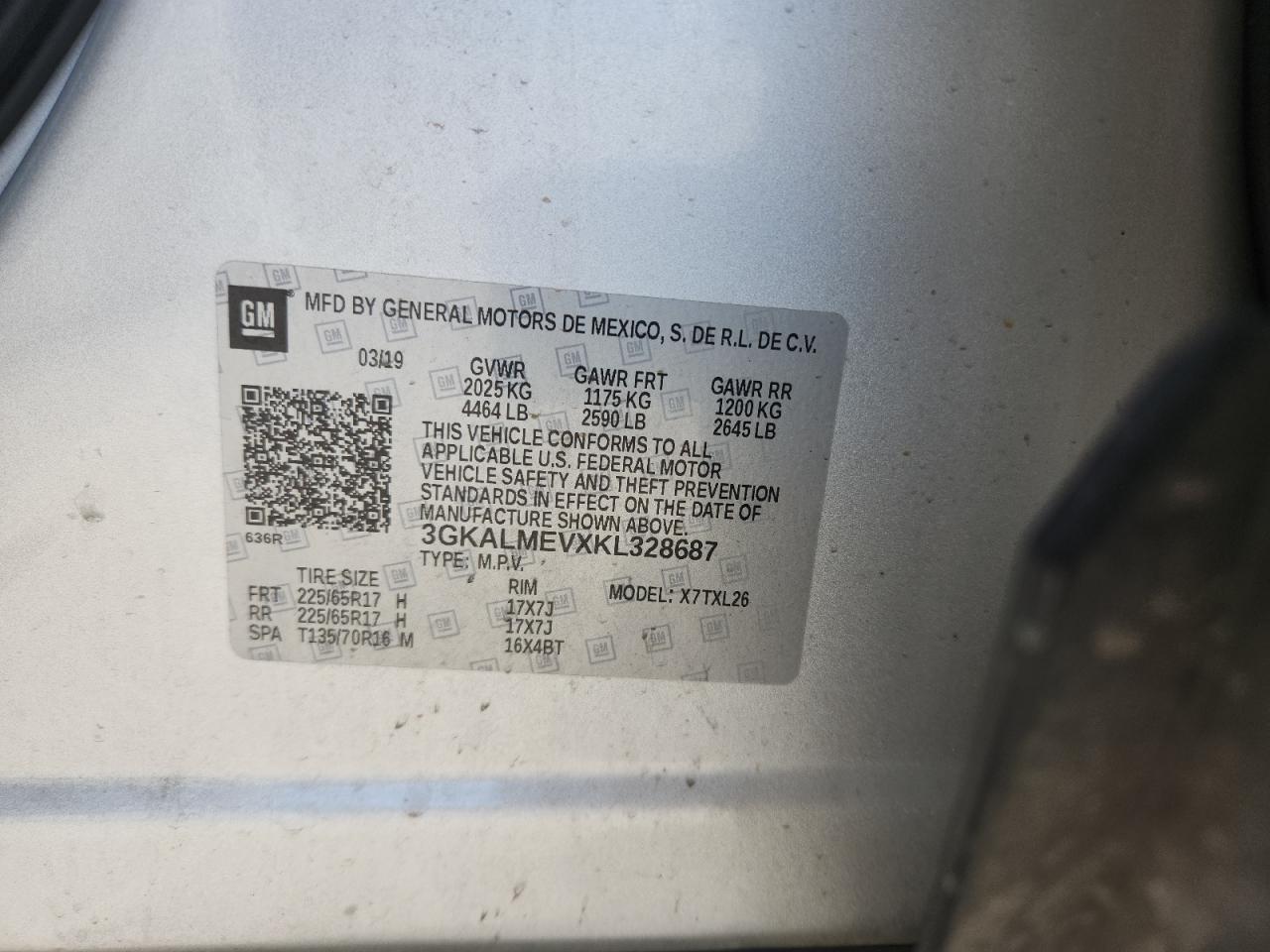 2019 GMC Terrain Sle VIN: 3GKALMEVXKL328687 Lot: 92218865