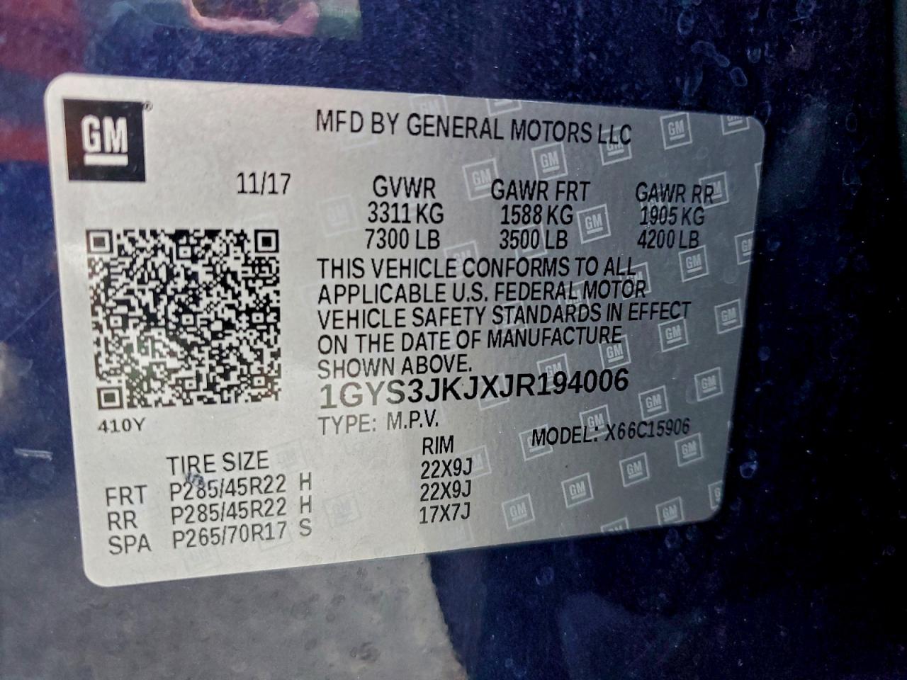 2018 Cadillac Escalade Esv Premium Luxury VIN: 1GYS3JKJXJR194006 Lot: 94444545