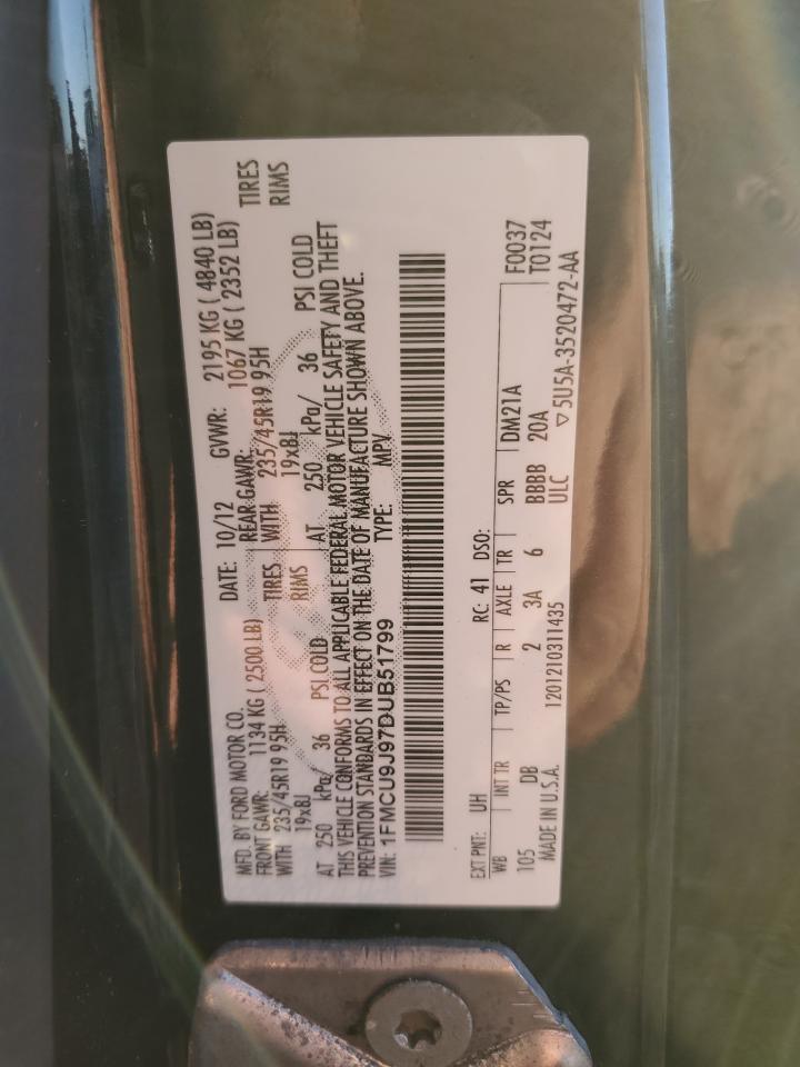 2013 Ford Escape Titanium VIN: 1FMCU9J97DUB51799 Lot: 92623735