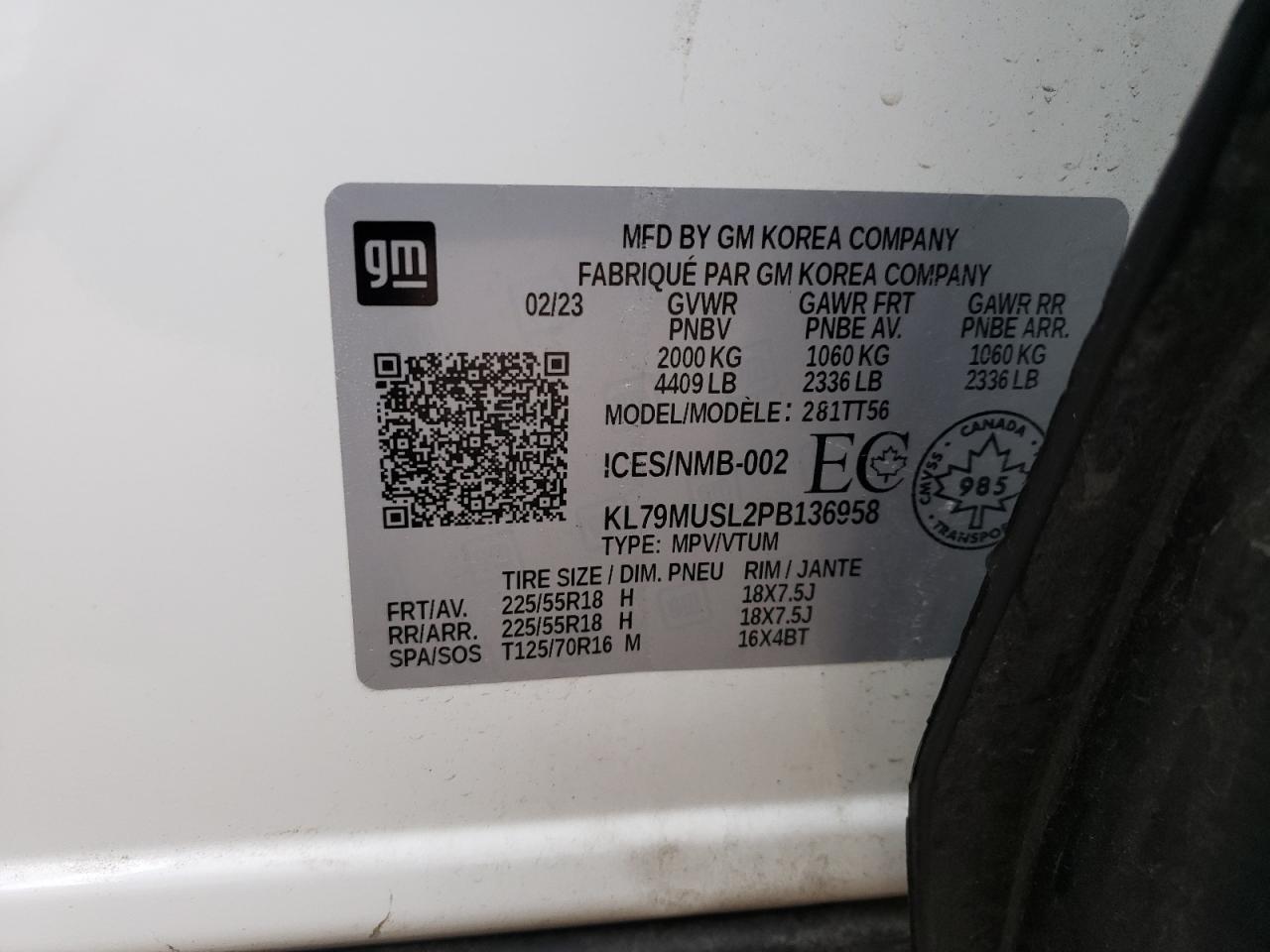 2023 Chevrolet Trailblazer Rs VIN: KL79MUSL2PB136958 Lot: 90974545