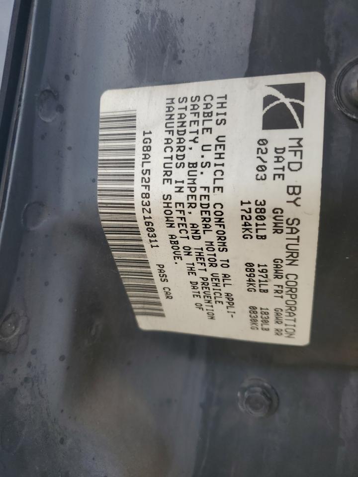 2003 Saturn Ion Level 3 VIN: 1G8AL52F83Z160311 Lot: 90208975