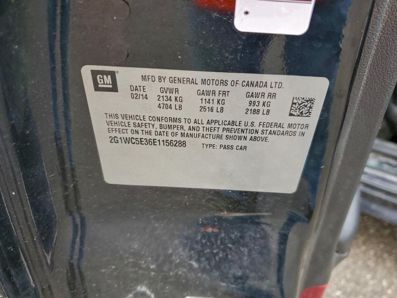 2014 Chevrolet Impala Limited Ltz VIN: 2G1WC5E36E1156288 Lot: 94352185