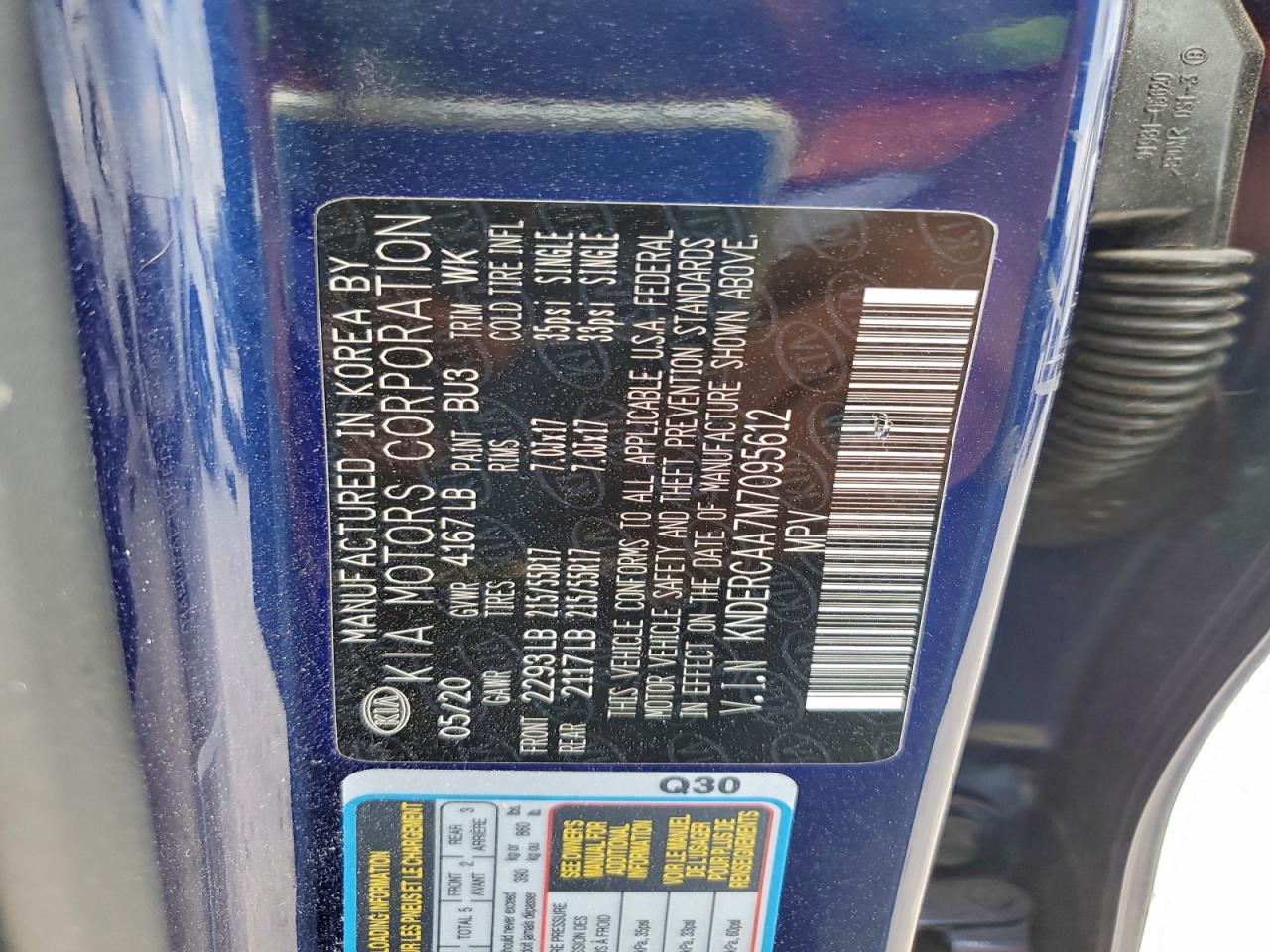 2021 Kia Seltos Ex VIN: KNDERCAA7M7095612 Lot: 93876585