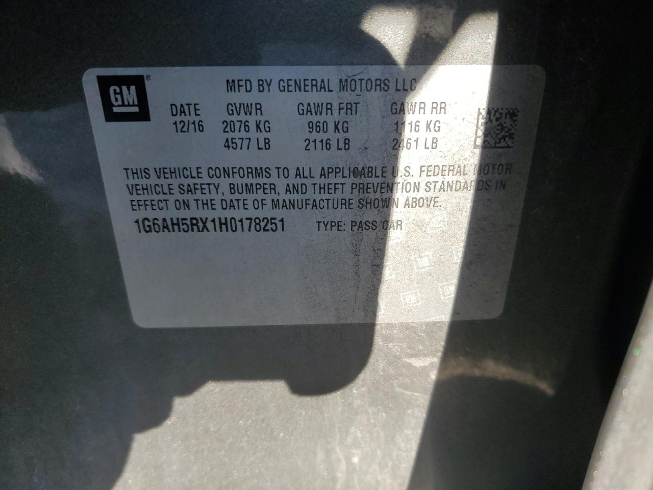 2017 Cadillac Ats Luxury VIN: 1G6AH5RX1H0178251 Lot: 92797165