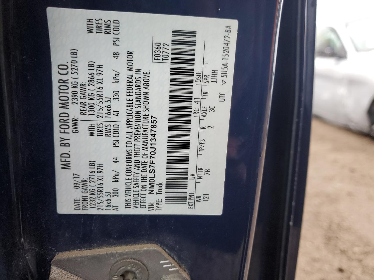 2018 Ford Transit Connect Xlt VIN: NM0LS7F70J1347857 Lot: 91681315