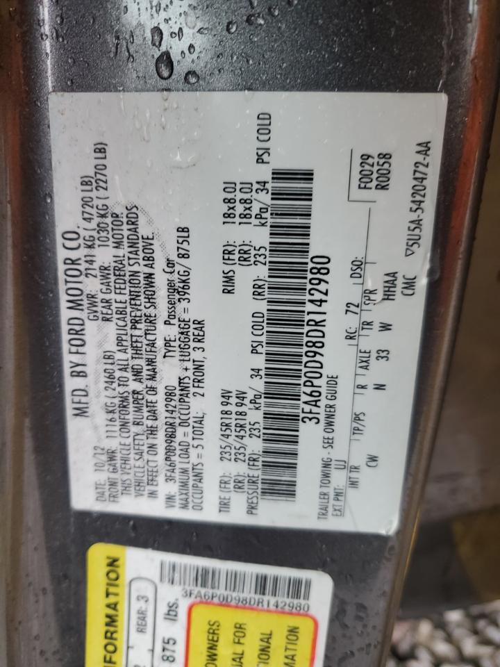 2013 Ford Fusion Titanium VIN: 3FA6P0D98DR142980 Lot: 93232645