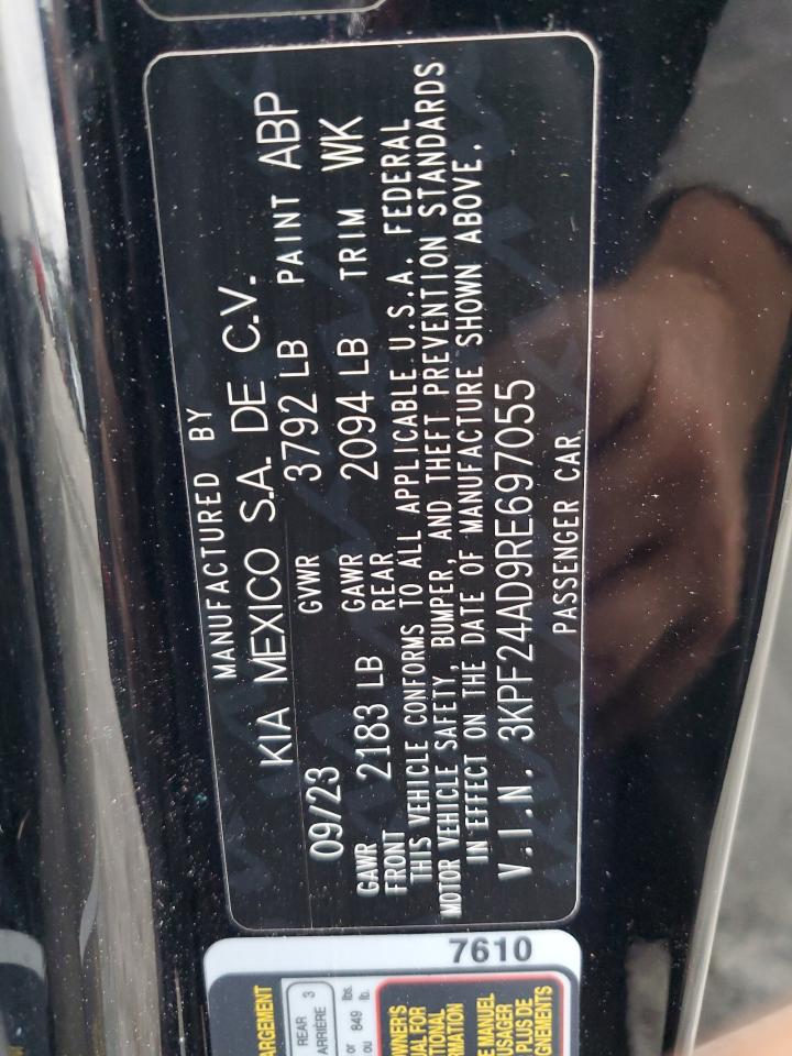 2024 Kia Forte Lx VIN: 3KPF24AD9RE697055 Lot: 92880195