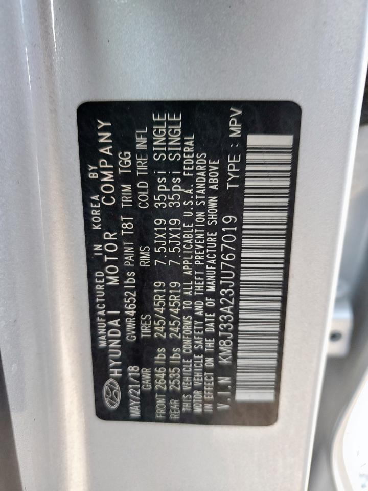 2018 Hyundai Tucson Value VIN: KM8J33A23JU767019 Lot: 92890335