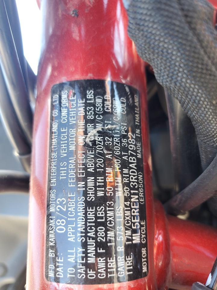 2024 Kawasaki Er650 N VIN: ML5EREN13RDAB7982 Lot: 92080695