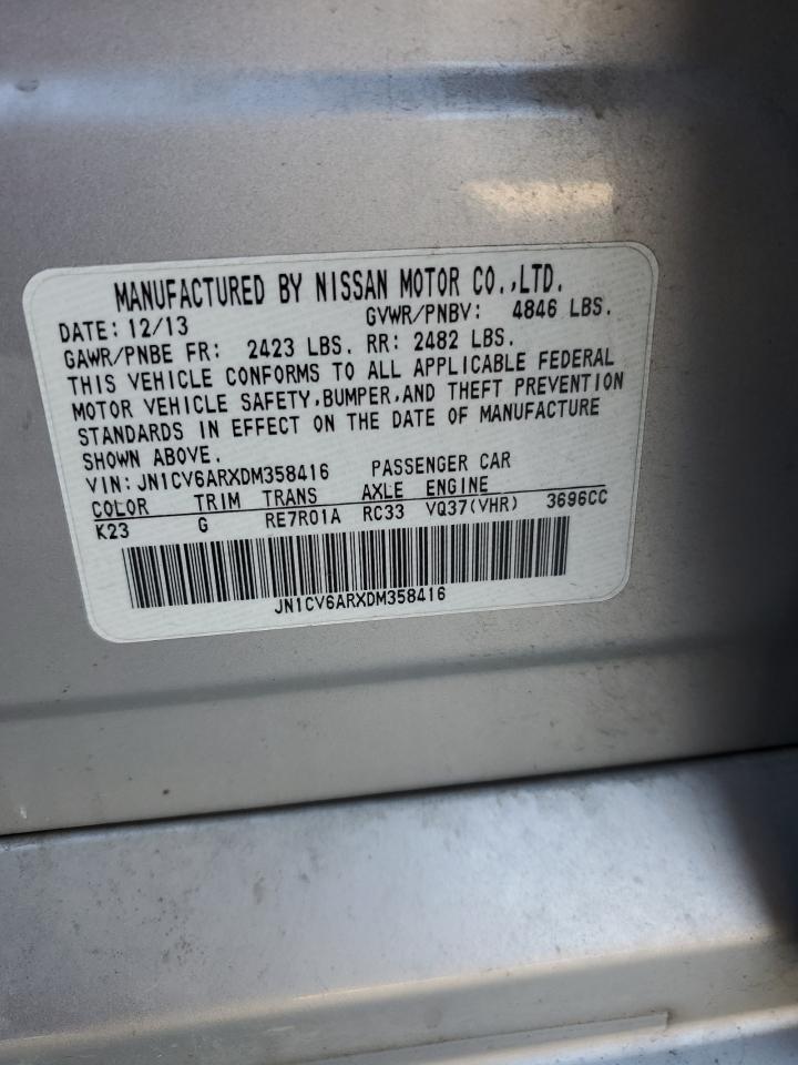 2013 Infiniti G37 VIN: JN1CV6ARXDM358416 Lot: 91379265