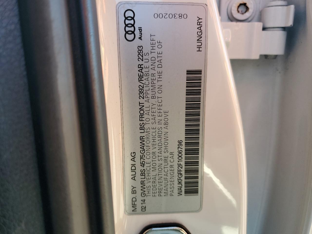 2015 Audi A3 Prestige S-Line VIN: WAUKFGFF2F1006796 Lot: 92590545