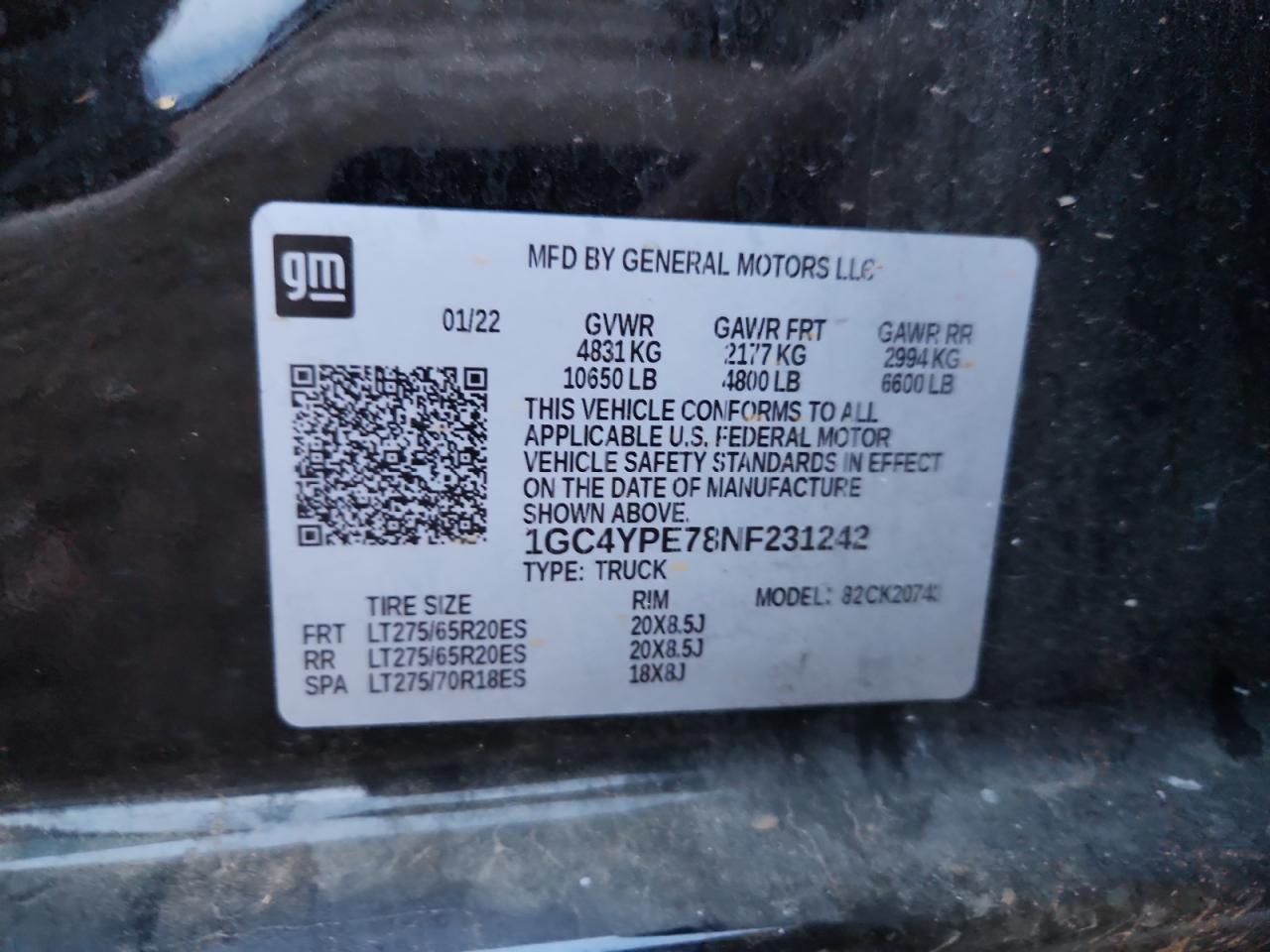 2022 Chevrolet Silverado K2500 Heavy Duty Ltz VIN: 1GC4YPE78NF231242 Lot: 91994135