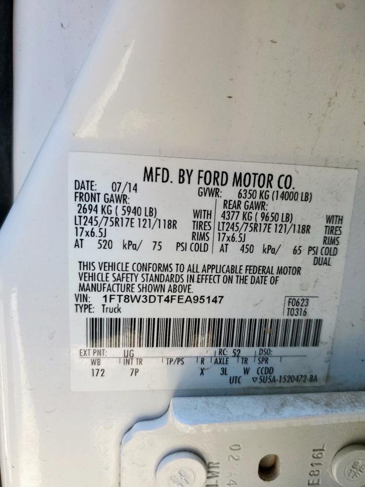 2015 Ford F350 Super Duty VIN: 1FT8W3DT4FEA95147 Lot: 92852055