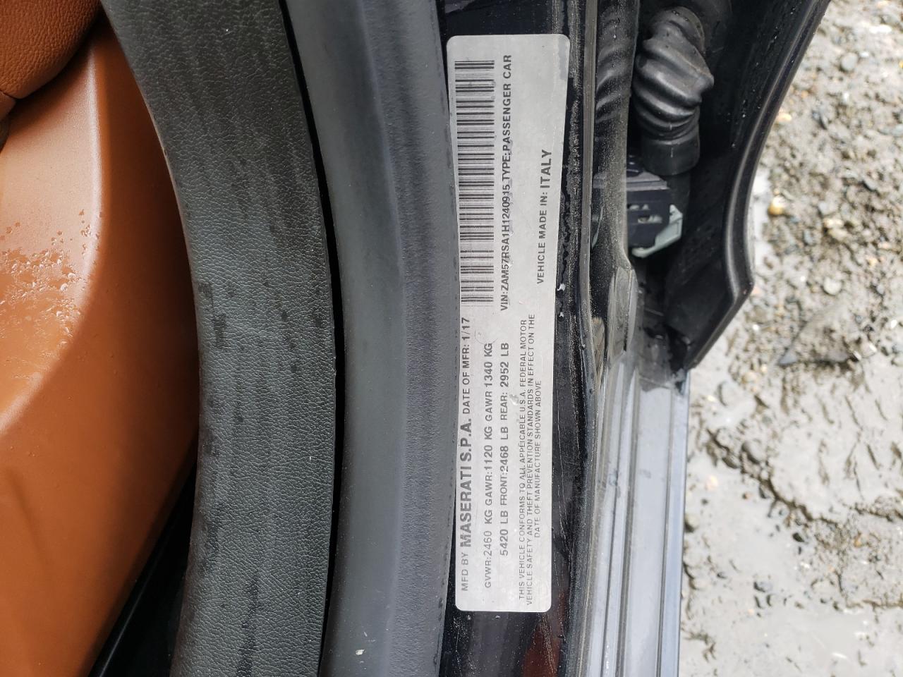 2017 Maserati Ghibli S VIN: ZAM57RSA1H1240915 Lot: 93773535