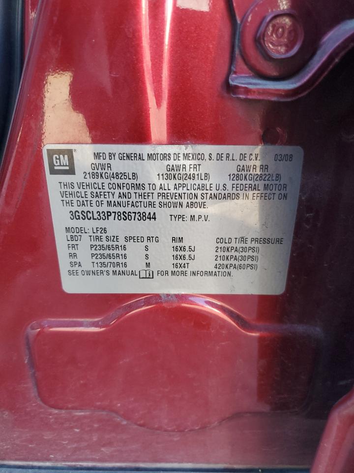 2008 Saturn Vue Xe VIN: 3GSCL33P78S673844 Lot: 93270345