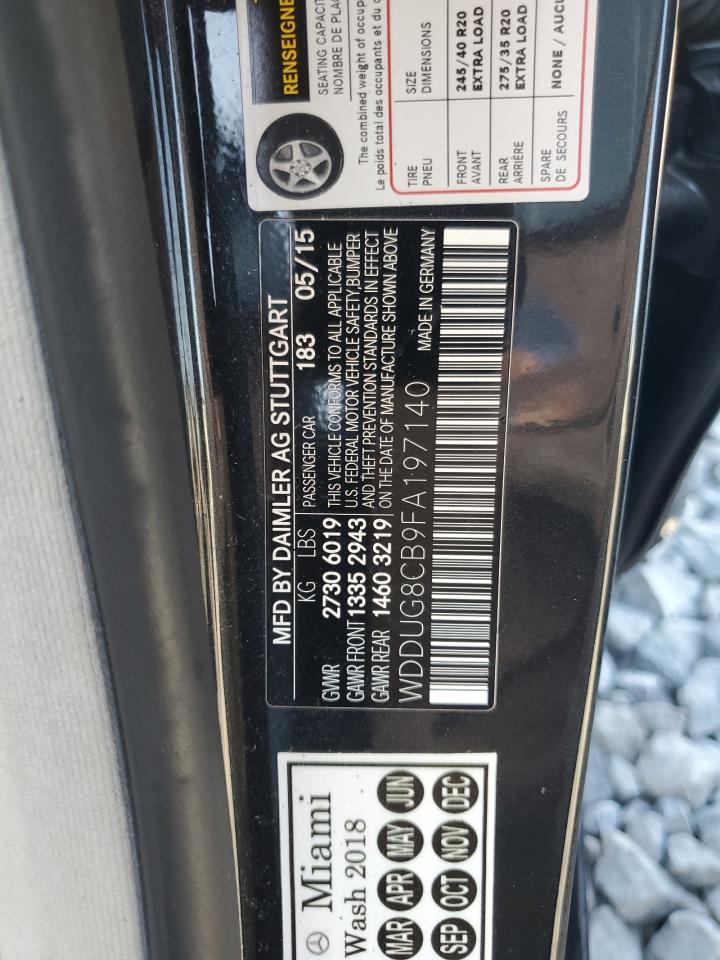 2015 Mercedes-Benz S 550 VIN: WDDUG8CB9FA197140 Lot: 93657195