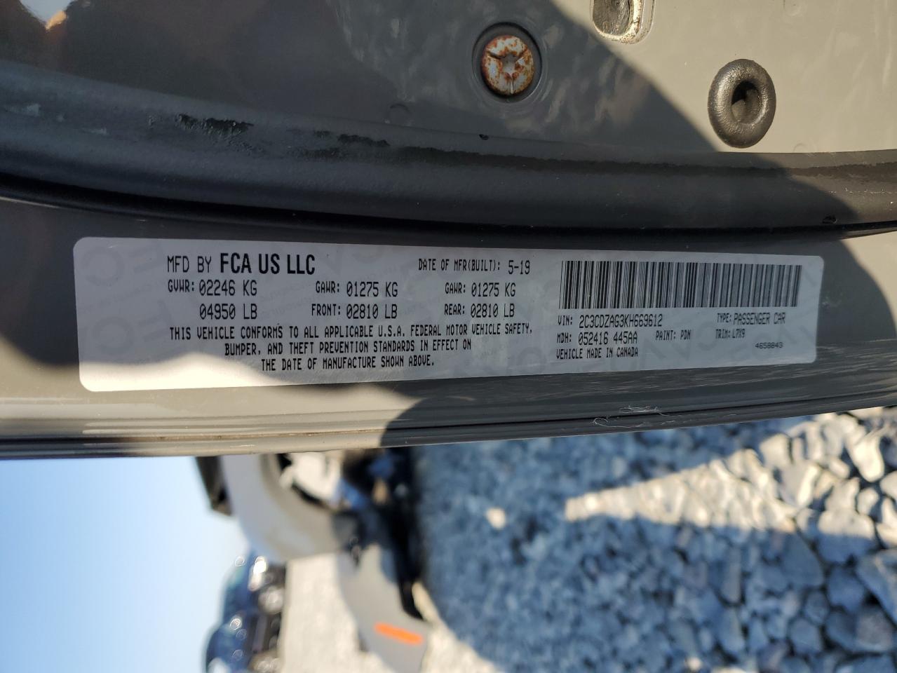 2019 Dodge Challenger Sxt VIN: 2C3CDZAG3KH669612 Lot: 92802915