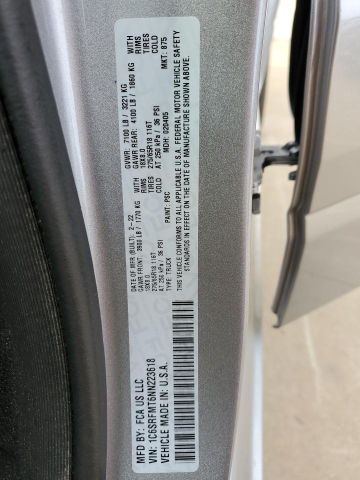 2022 Ram 1500 Big Horn/Lone Star VIN: 1C6SRFMT6NN223618 Lot: 91922235