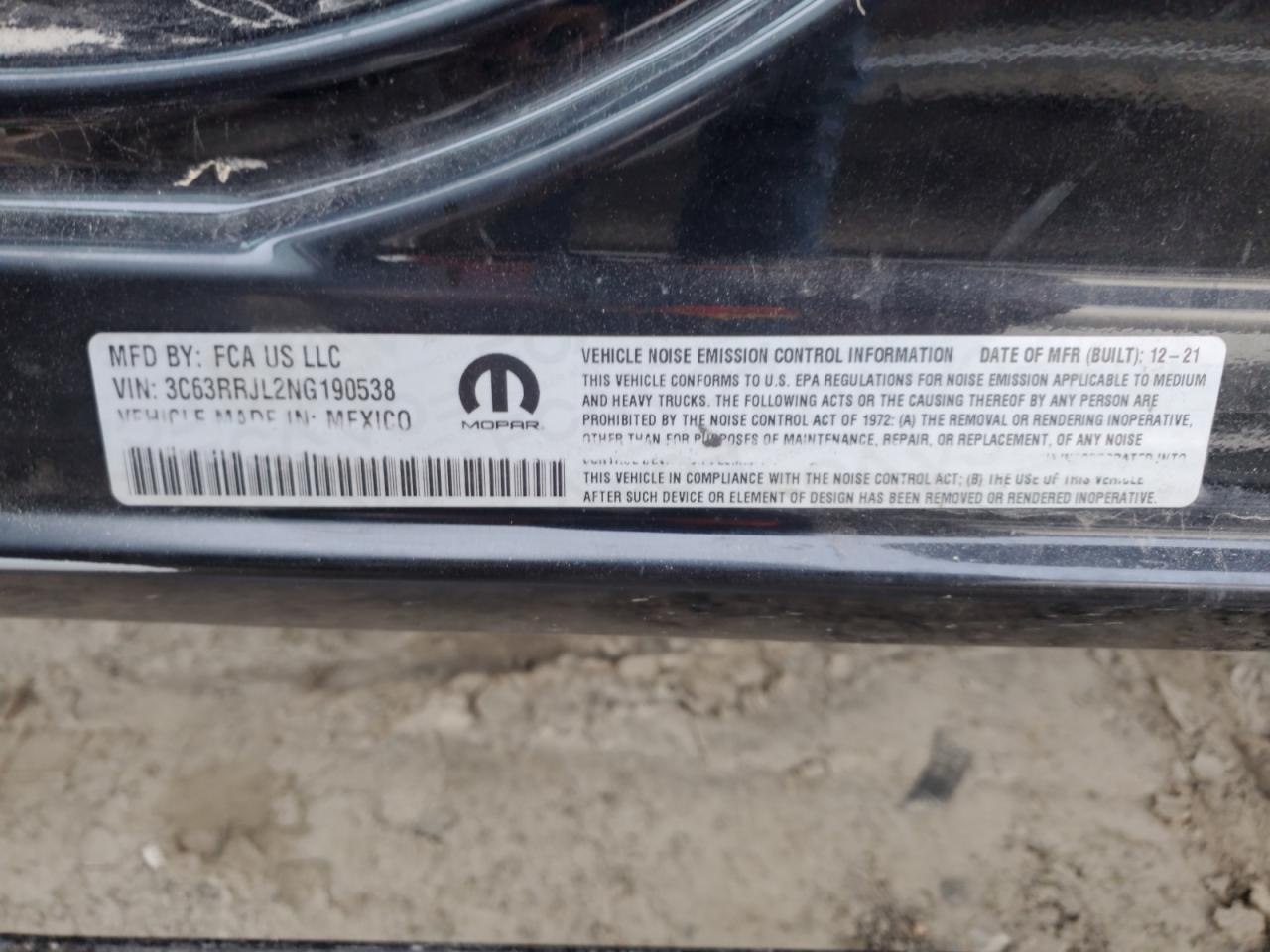 2022 Ram 3500 Laramie VIN: 3C63RRJL2NG190538 Lot: 92849835