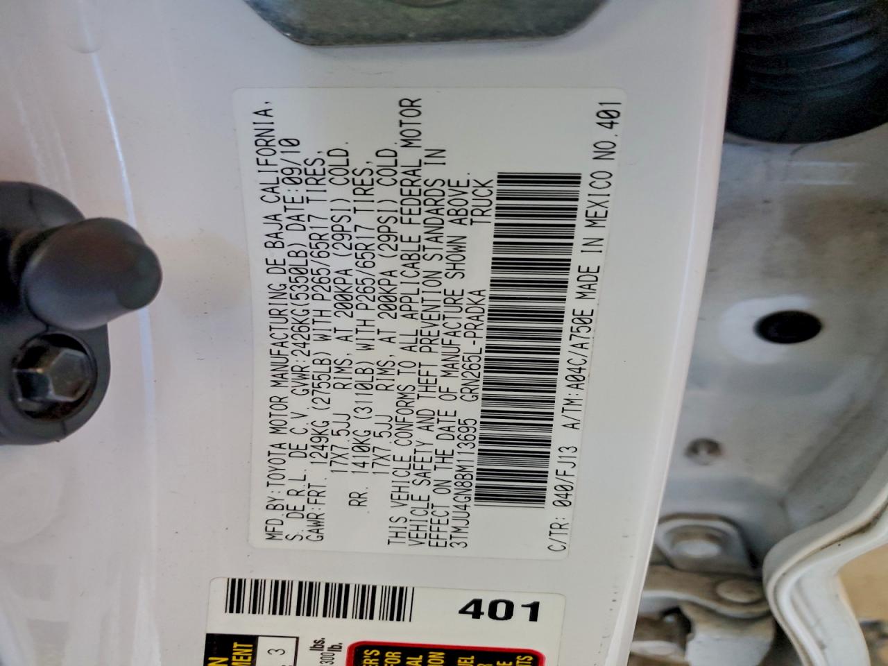 2011 Toyota Tacoma Double Cab Prerunner VIN: 3TMJU4GN8BM113695 Lot: 94365735