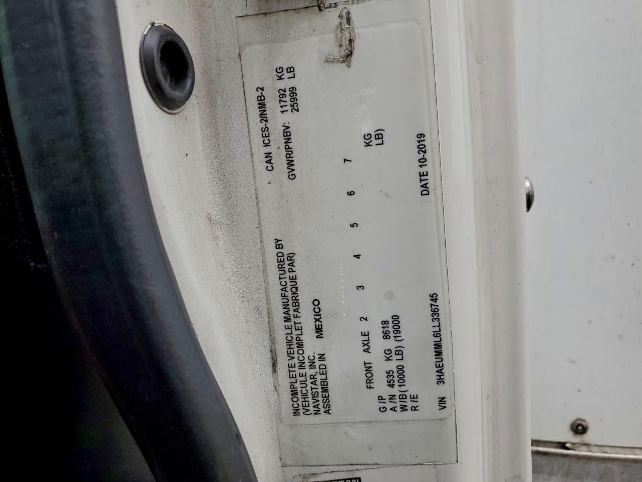 2020 International Mv607 VIN: 3HAEUMML6LL336745 Lot: 94297415