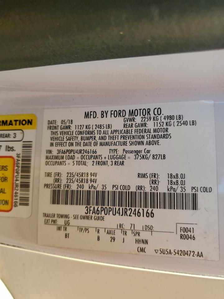 2018 Ford Fusion Se Phev VIN: 3FA6P0PU4JR246166 Lot: 94450625