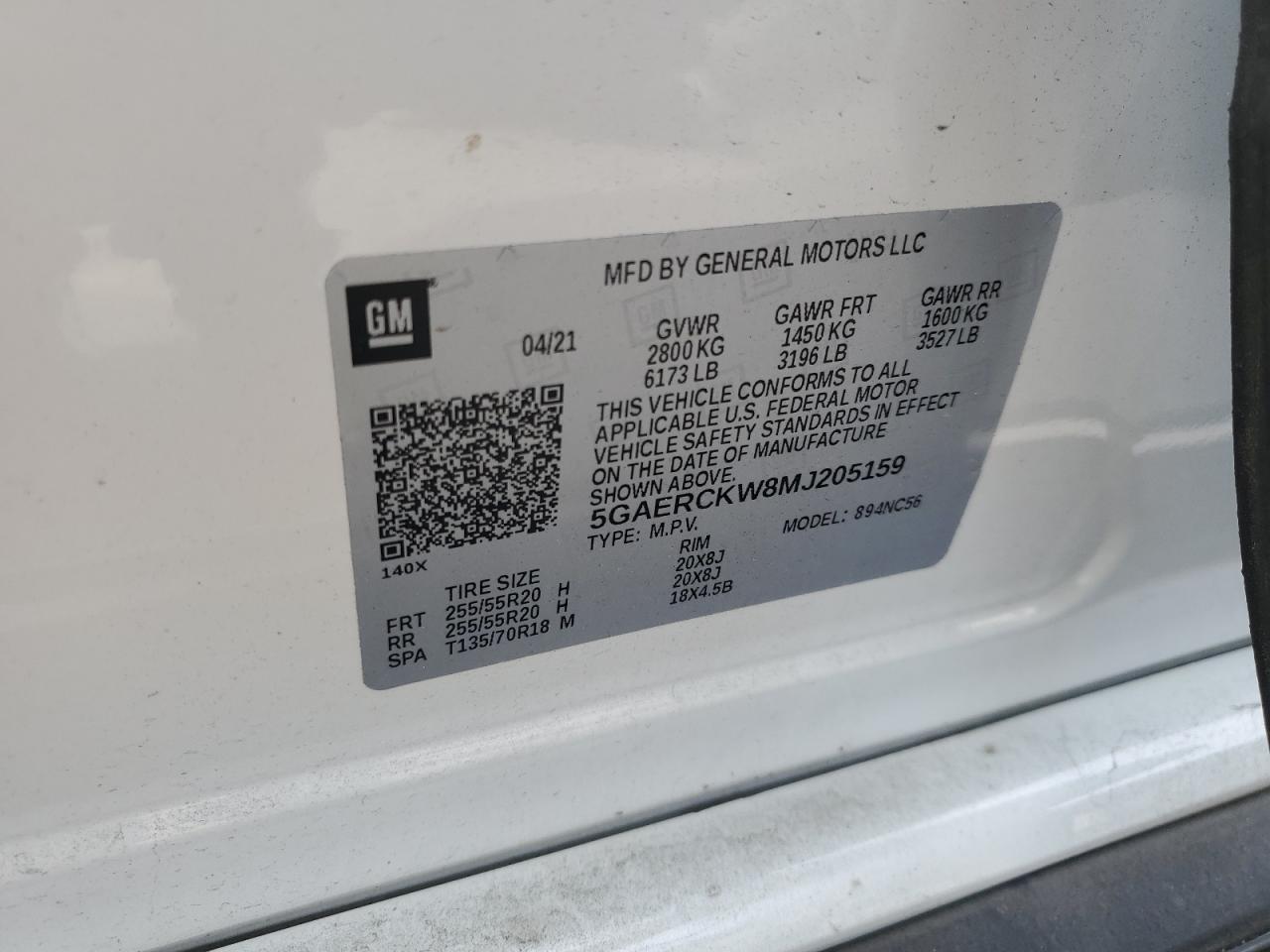 2021 Buick Enclave Premium VIN: 5GAERCKW8MJ205159 Lot: 92706205