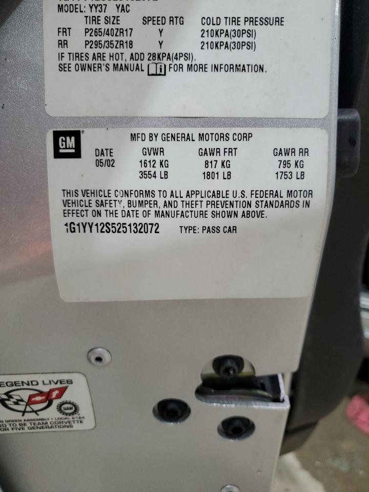 2002 Chevrolet Corvette Z06 VIN: 1G1YY12S525132072 Lot: 93472075