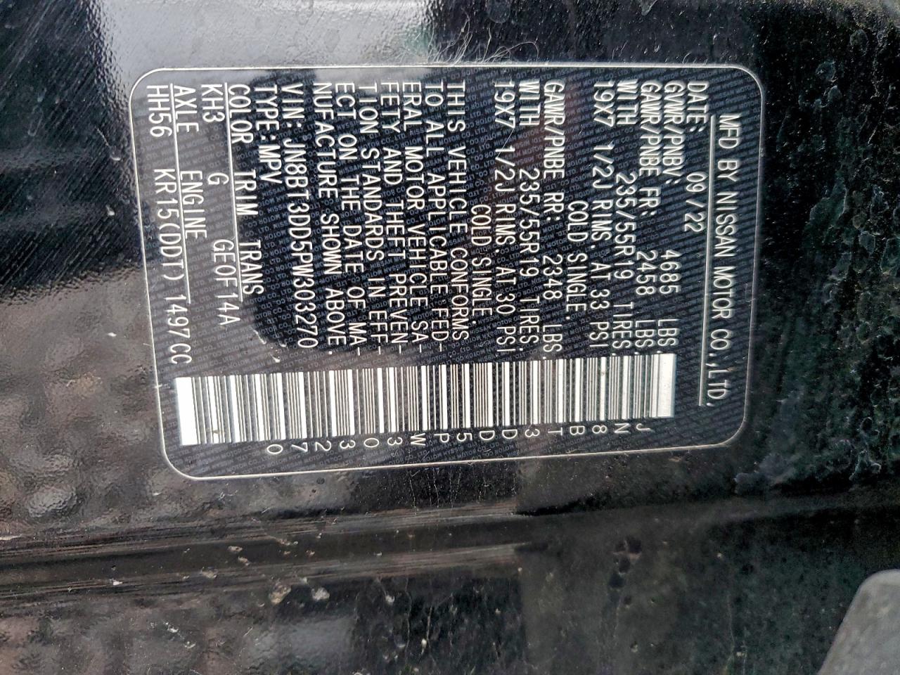 2023 Nissan Rogue Platinum VIN: JN8BT3DD5PW303270 Lot: 94194025