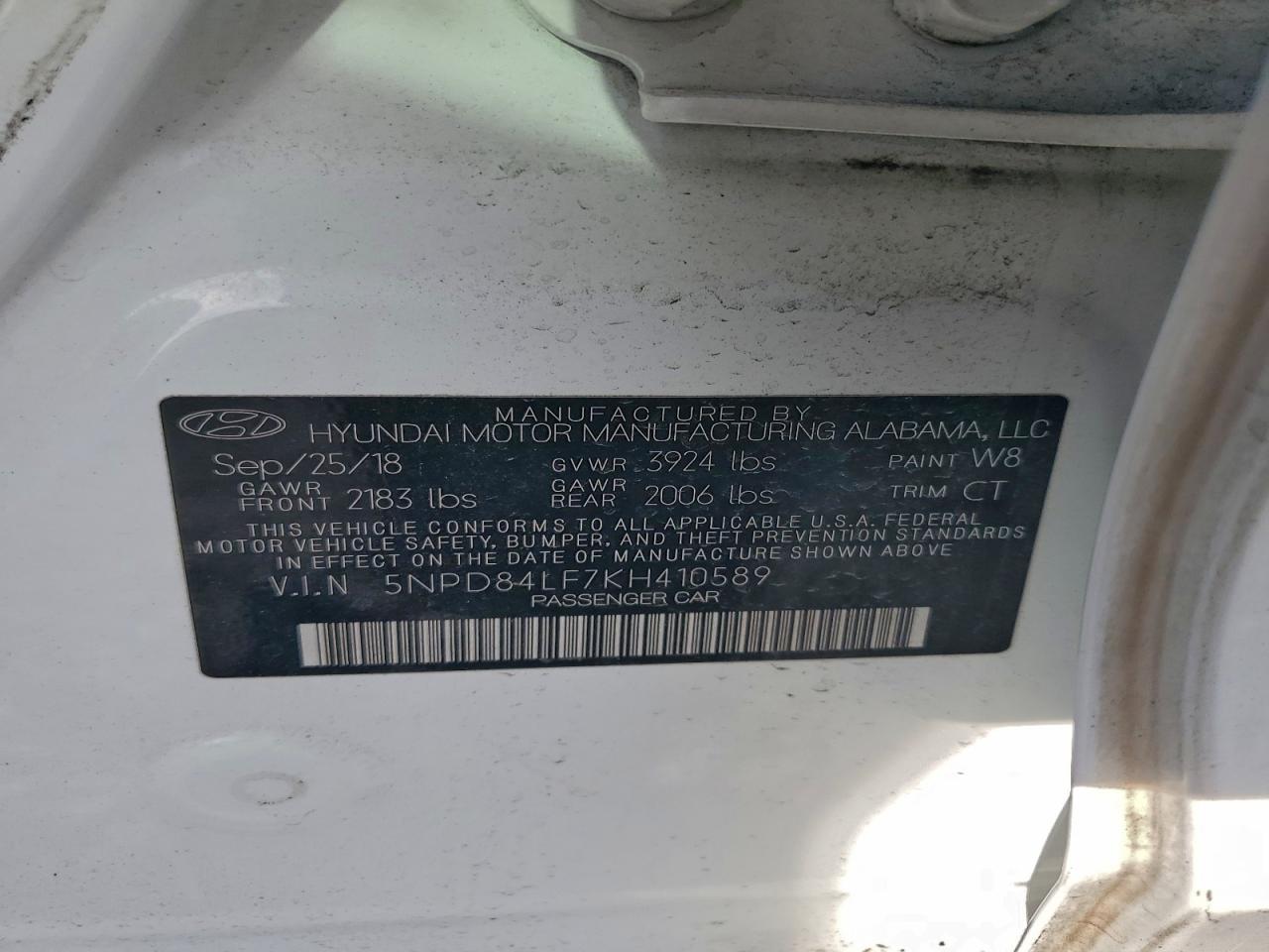 2019 Hyundai Elantra Sel VIN: 5NPD84LF7KH410589 Lot: 94529705