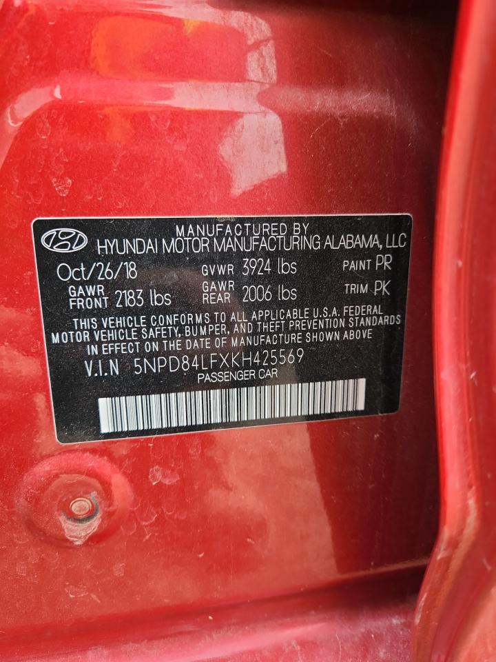 2019 Hyundai Elantra Sel VIN: 5NPD84LFXKH425569 Lot: 93286555