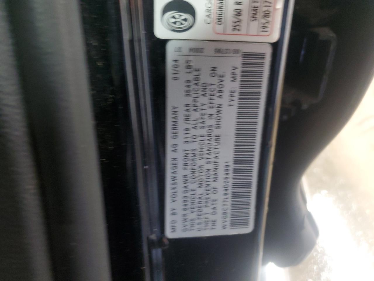 2004 Volkswagen Touareg 3.2 VIN: WVGBC77L64D054891 Lot: 93151045