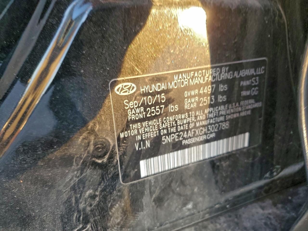 2016 Hyundai Sonata Se VIN: 5NPE24AFXGH302788 Lot: 94643455