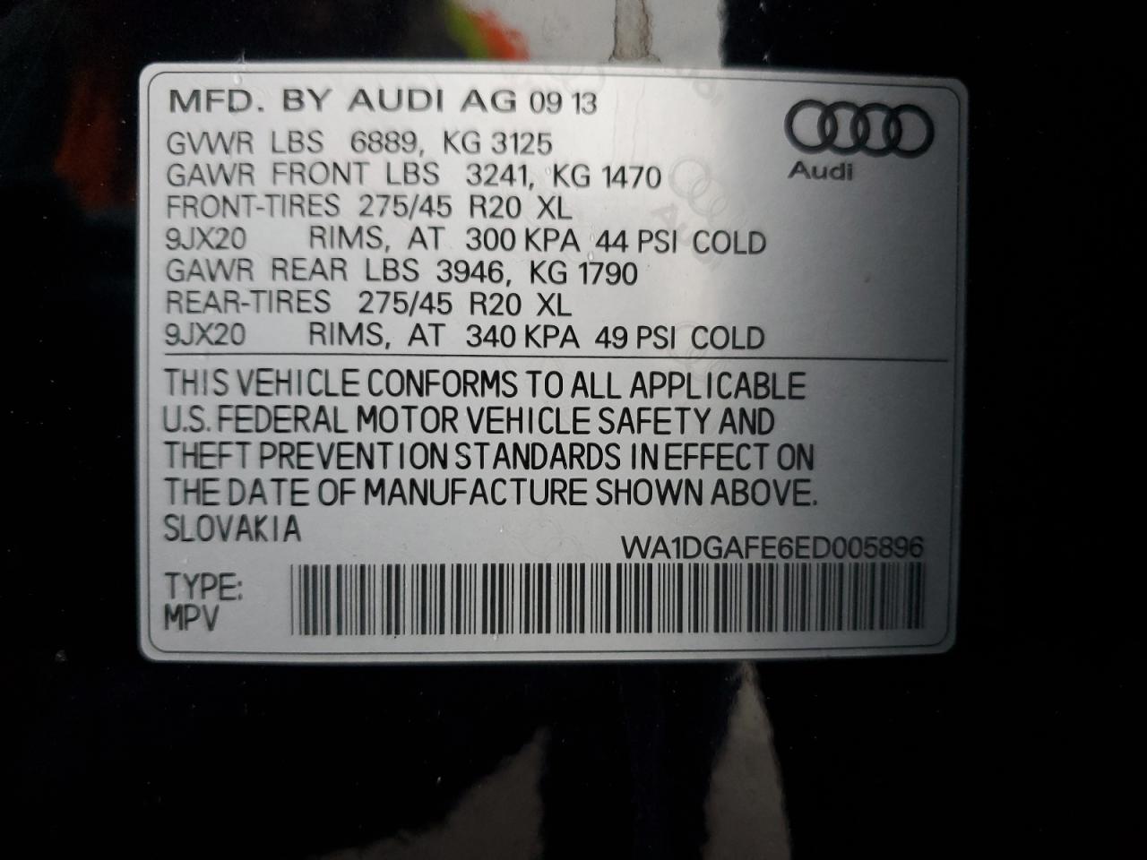 2014 Audi Q7 Prestige VIN: WA1DGAFE6ED005896 Lot: 91702305