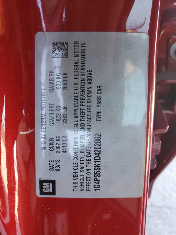 2013 Buick Verano VIN: 1G4PS5SK1D4202862 Lot: 92989405