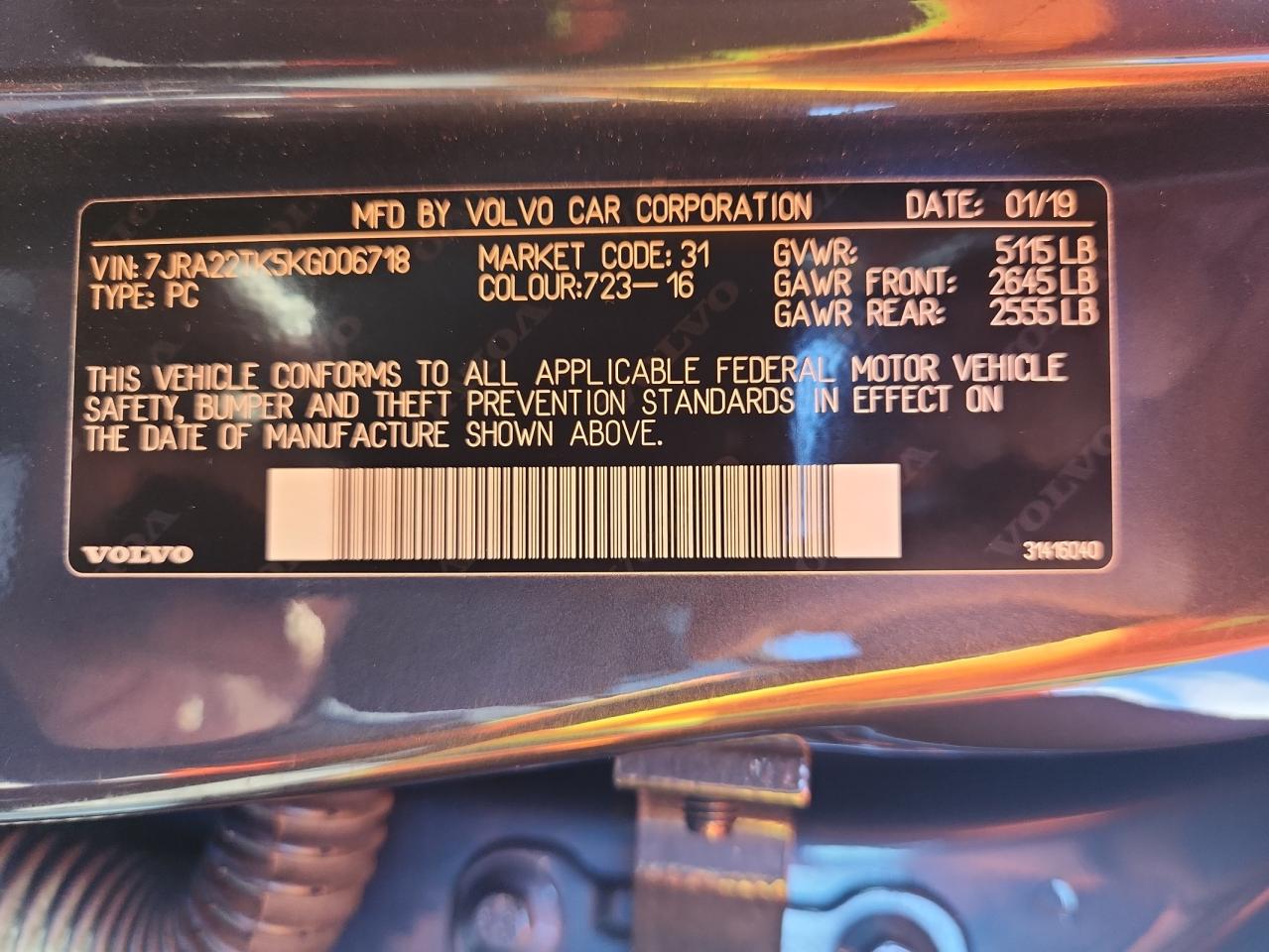 2019 Volvo S60 T6 Momentum VIN: 7JRA22TK5KG006718 Lot: 90376925