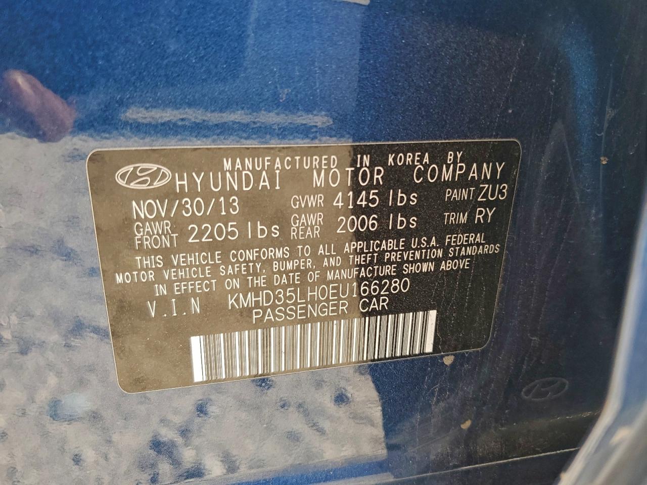 2014 Hyundai Elantra Gt VIN: KMHD35LH0EU166280 Lot: 94395125