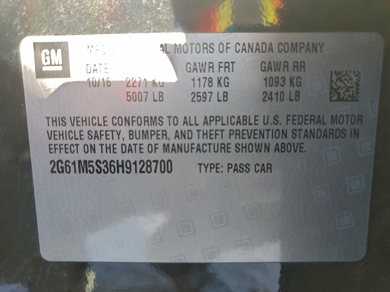 2017 Cadillac Xts Luxury VIN: 2G61M5S36H9128700 Lot: 93965905