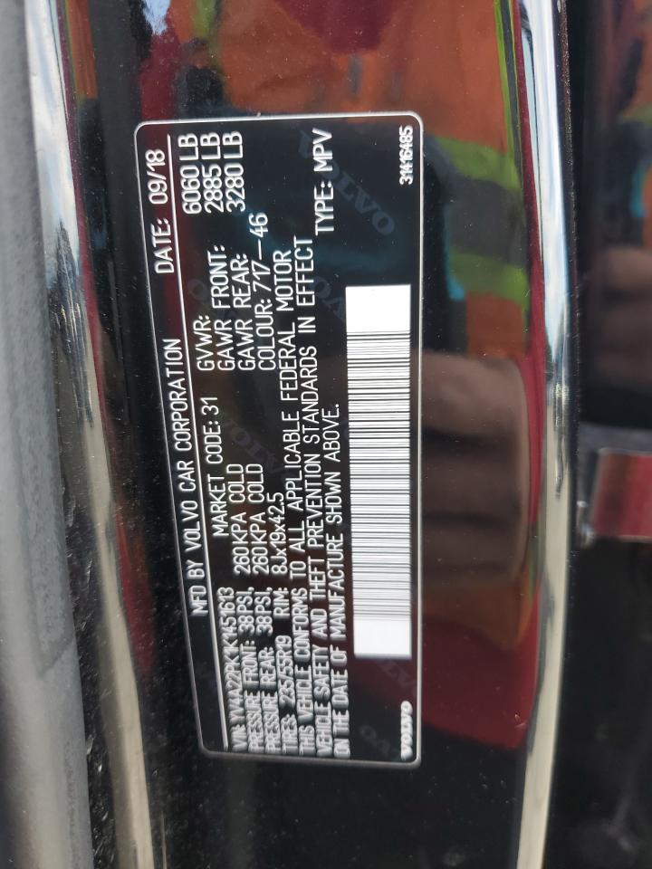 2019 Volvo Xc90 T6 Momentum VIN: YV4A22PK1K1451613 Lot: 93106695