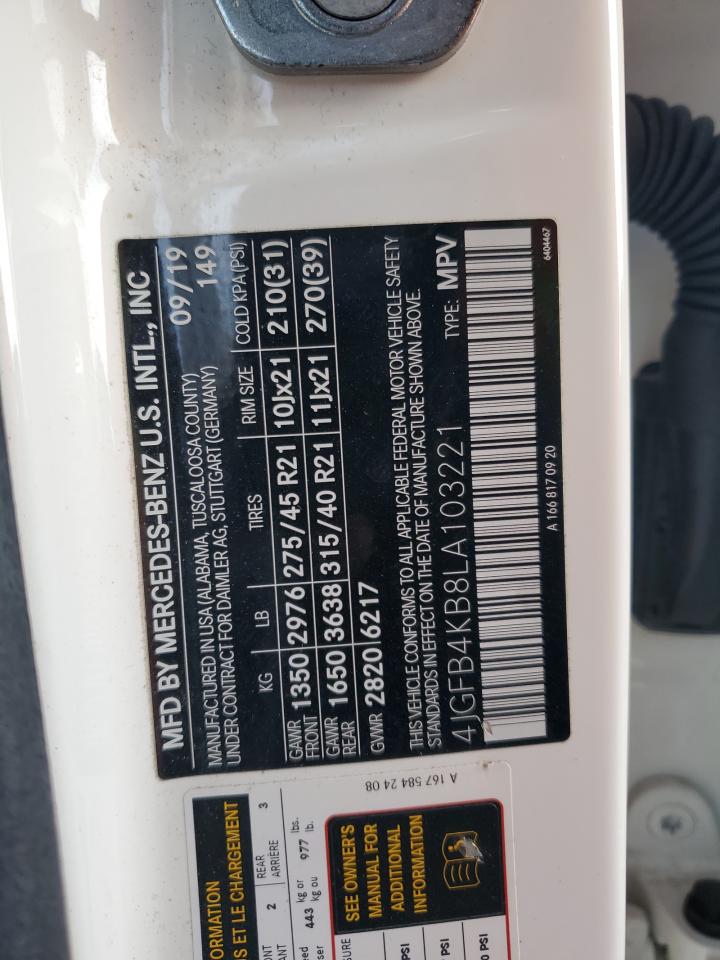 2020 Mercedes-Benz Gle 350 4Matic VIN: 4JGFB4KB8LA103221 Lot: 91910695