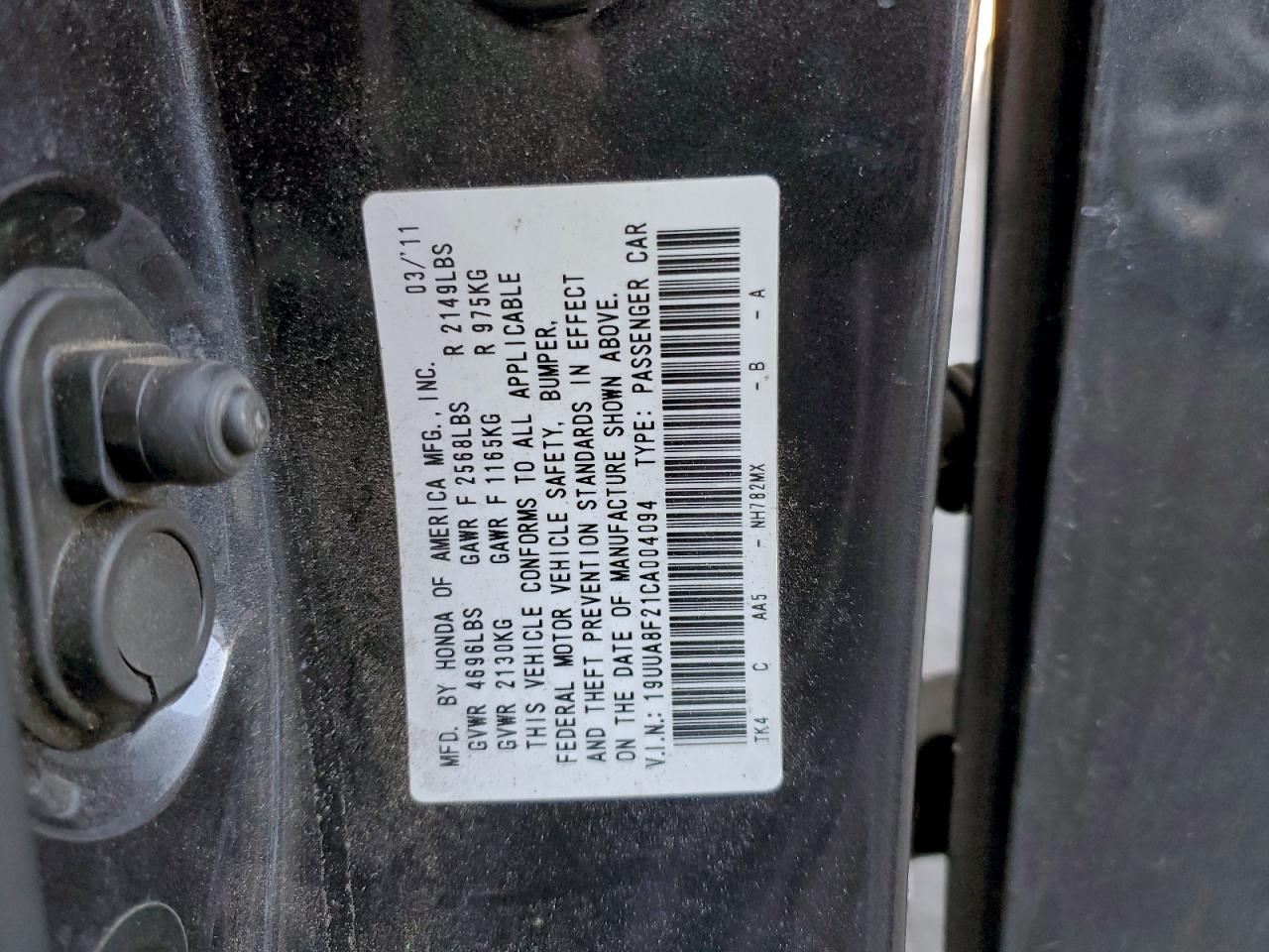 2012 Acura Tl VIN: 19UUA8F21CA004094 Lot: 94225245