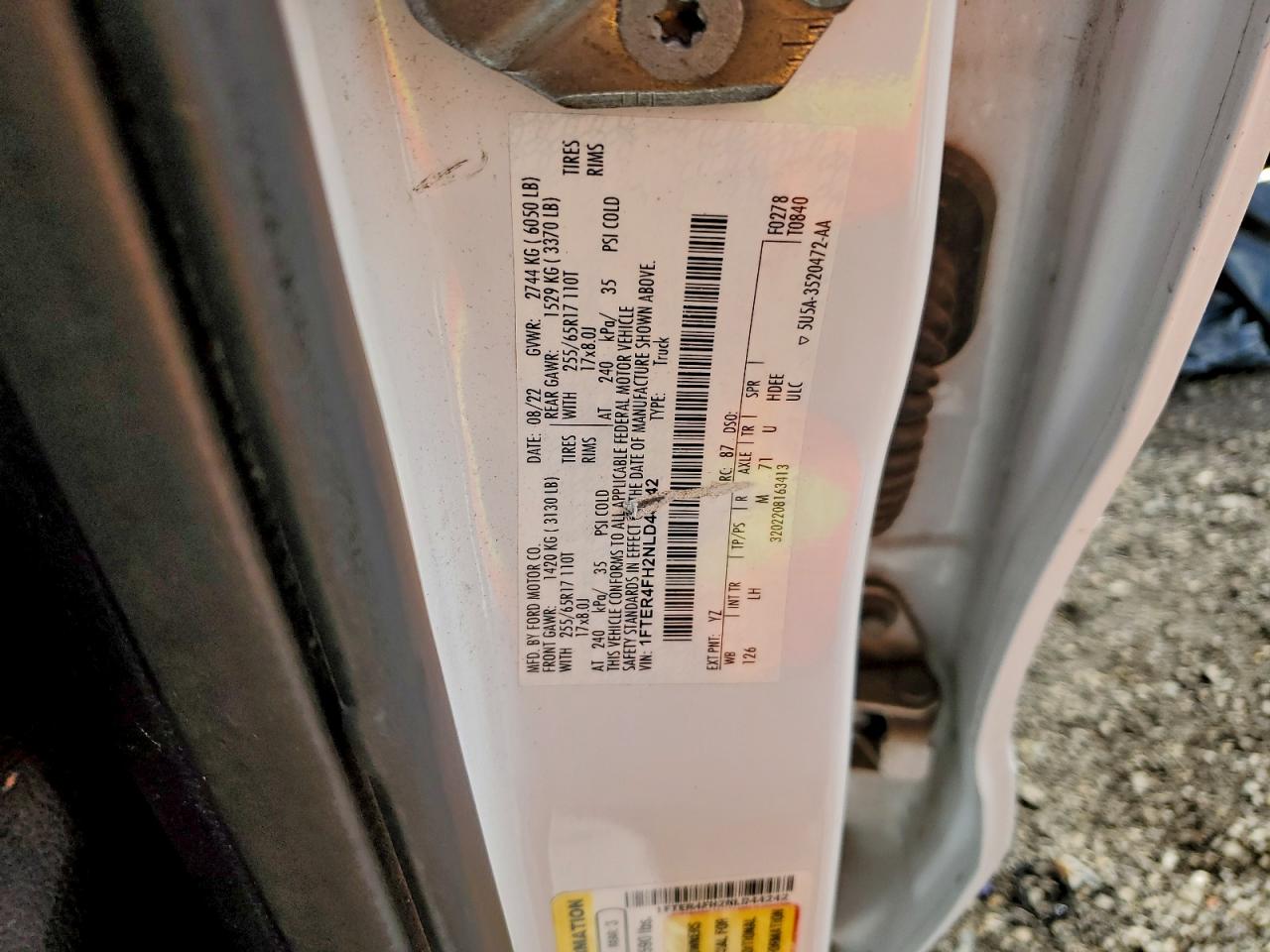 2022 Ford Ranger Xl VIN: 1FTER4FH2NLD44242 Lot: 94265975