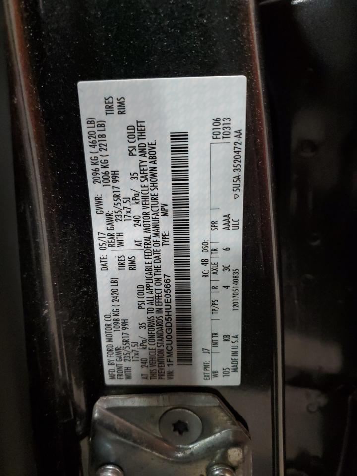 2017 Ford Escape Se VIN: 1FMCU0GD5HUE05667 Lot: 93146675