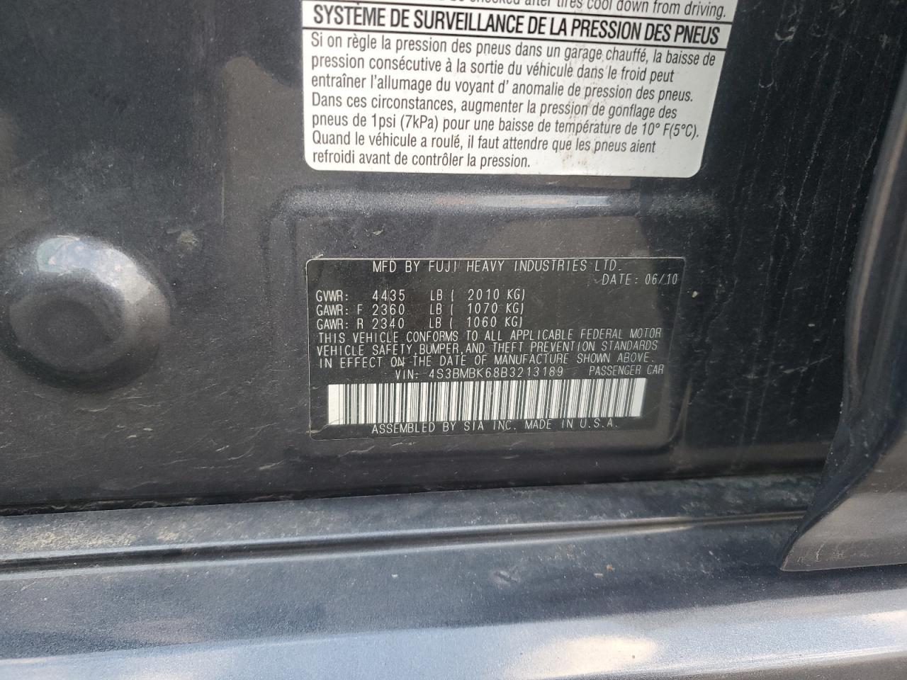 2011 Subaru Legacy 2.5I Limited VIN: 4S3BMBK68B3213189 Lot: 90488665