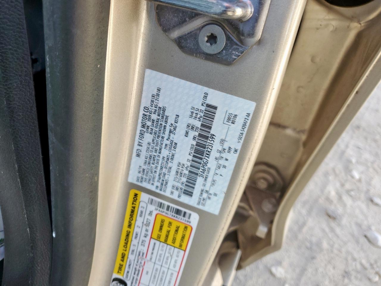 2019 Ford Fusion S VIN: 3FA6P0G7XKR231599 Lot: 87084135