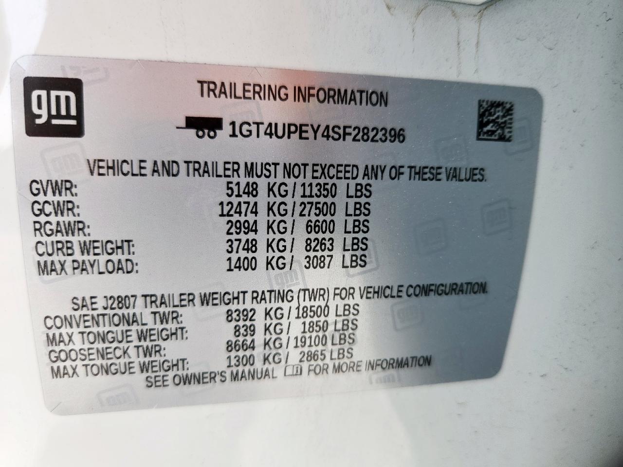 2025 GMC Sierra K2500 At4 VIN: 1GT4UPEY4SF282396 Lot: 93539785