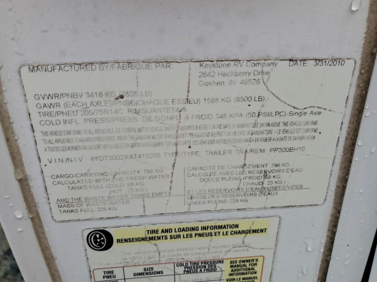 2011 Kara Trailer VIN: 4YDT3002XAT413255 Lot: 93643815