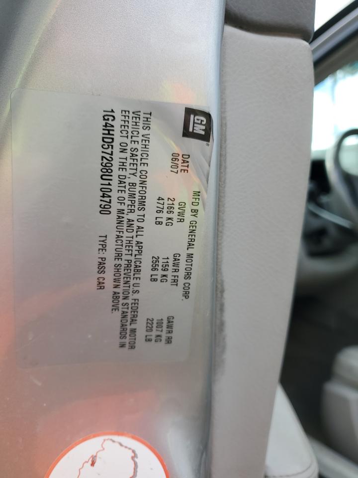 2008 Buick Lucerne Cxl VIN: 1G4HD57298U104790 Lot: 92364595