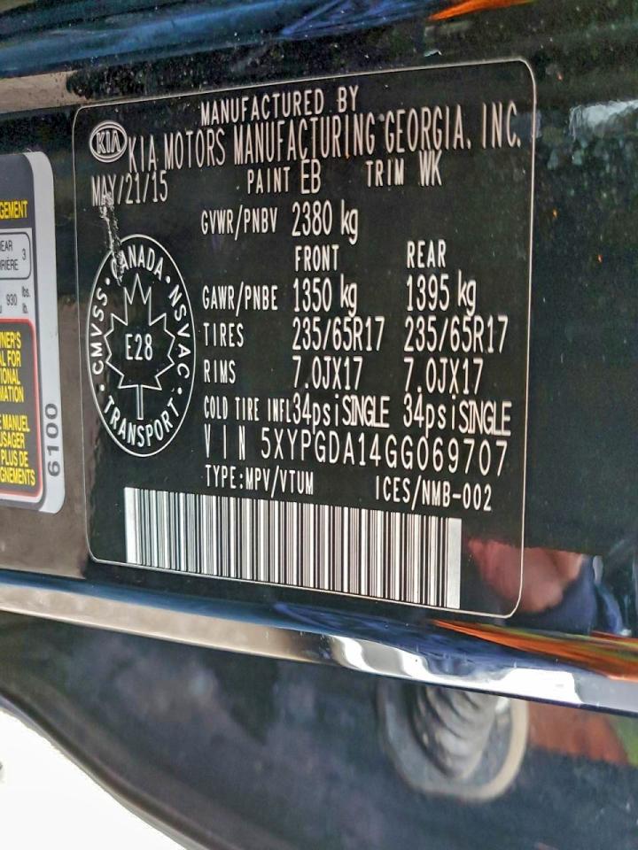 2016 Kia Sorento Lx VIN: 5XYPGDA14GG069707 Lot: 93733315